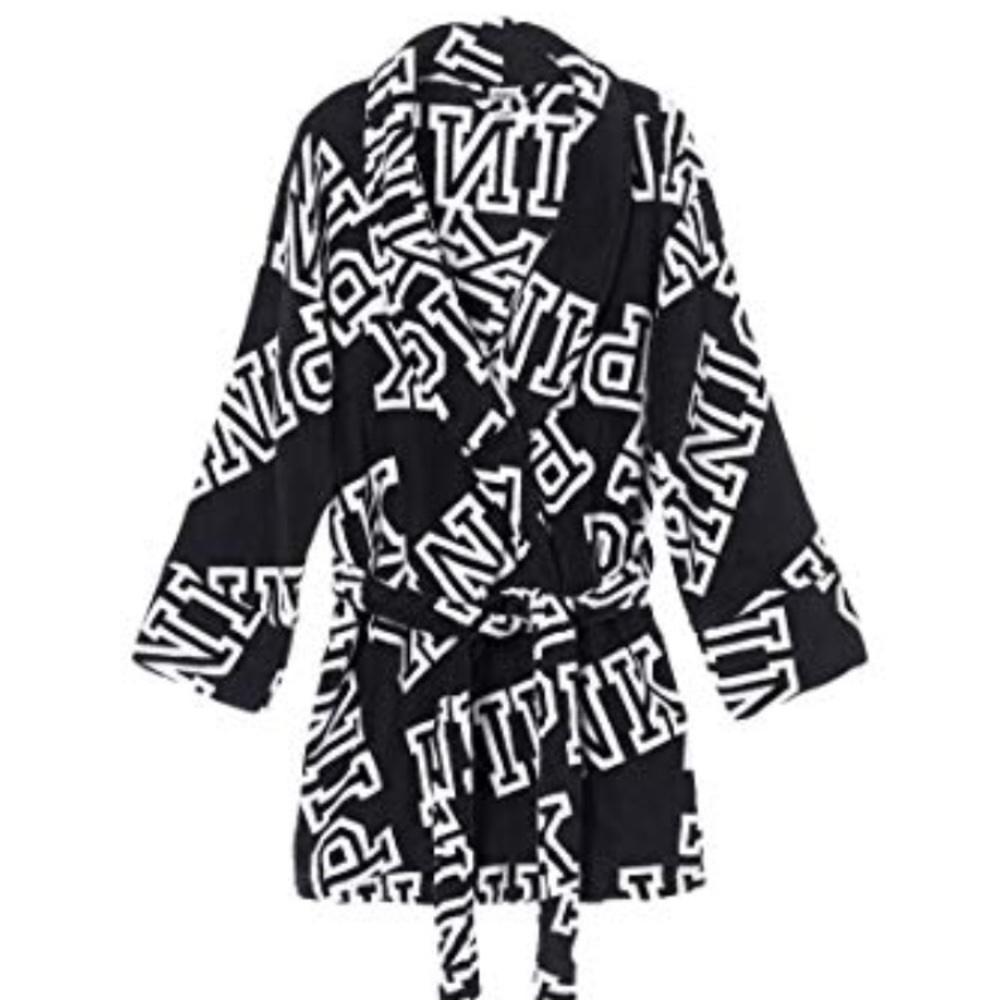 PINK Victoria's Secret Cozy black robe! NEW